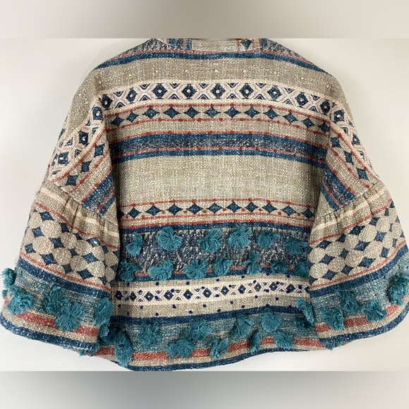 Anthropologie TRYB Kuta Textured Kimono Jacket In Blu Motif Size Small NWOT - Picture 11 of 16